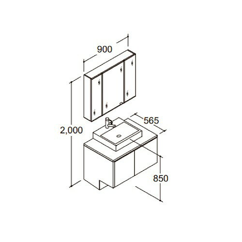 【LINEクーポン配布中】洗面化粧台 ルミシス 間口900mm LIXIL リクシル 3面鏡 セットプラン 受注生産品 メーカー直送 4トン車配送