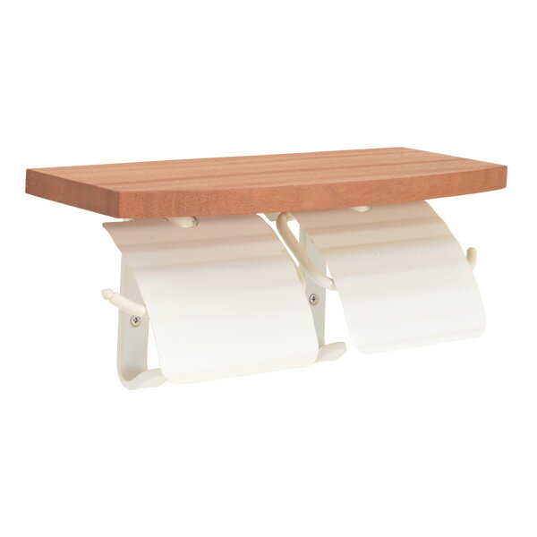 【LINEクーポン配布中】真鍮 ペーパーホルダー(ウッドシェルフ付)ダブル 古白色 アンティーク ブラス ..