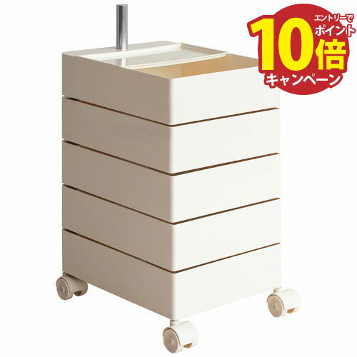 【LINEクーポン配布中】マルチワゴン Pluna プルーナ 5段 クリーム 完成品 キャスターのみ取り付け [562001045] WG-H001-CM 宮武製作所 メーカー直送