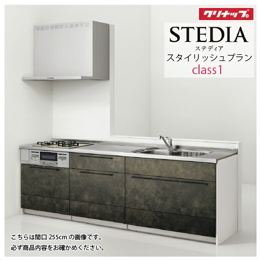 【LINEクーポン配布中】システムキッチン ステディア当店オリジナルプラン 下台プラン クリナップ 間口255cm W2550mm Class1 スライド収納 SAシンク 奥行65cm I型 メーカー直送