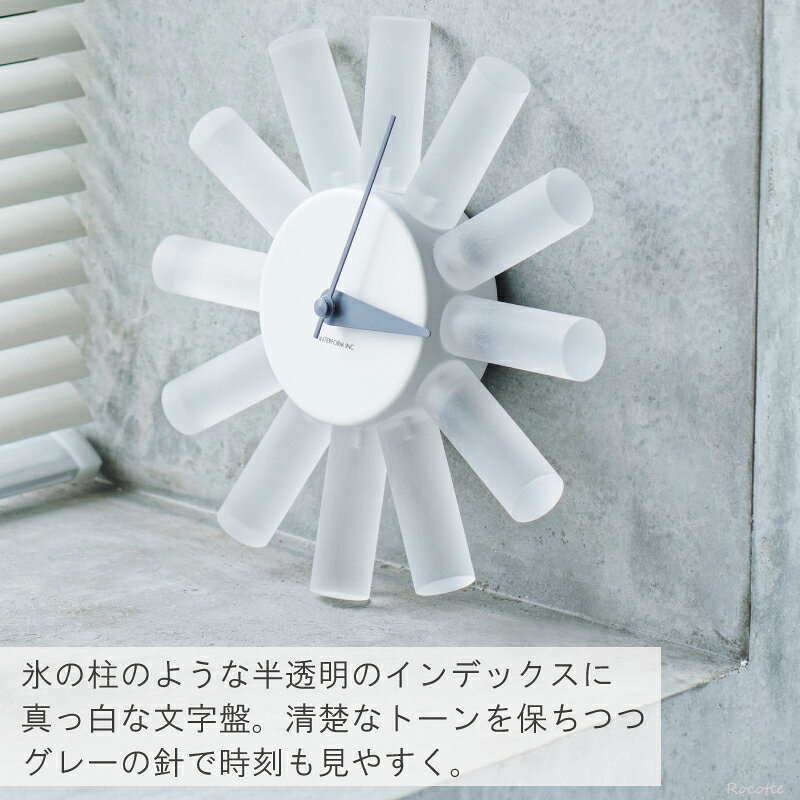 【ポイントUP＆電池付き】掛け時計 おしゃれ 北欧 インターフォルム 時計 かわいい 壁掛け モダン シンプル コンパクト 小さめ アート オブジェ 静か 静音 無音 軽い 軽量 ホワイト 白 透明 クリア CL4565 ヴィティ e-kitchenstyle-10001052 おしゃれキッチン用品 ロコッテ サンプル画像3