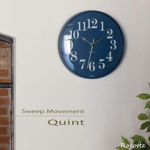 【ポイントUP＆乾電池付き】時計 壁掛け おしゃれ 音がしない クイント CL4259 壁掛け時計 掛け時計 壁時計 北欧 シンプル ネイビー 青 ブルー インターフォルム マリン 西海岸 ワントーン