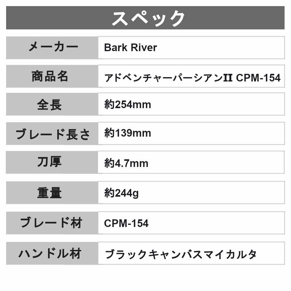 Bark River バークリバー アドベンチャーパーシアン2 CPM-154 ブラックキャンバスマイカルタ 狩猟ナイフ 解体 骨スキ ボーニングナイフ キャンプナイフ キャンピングナイフ 3