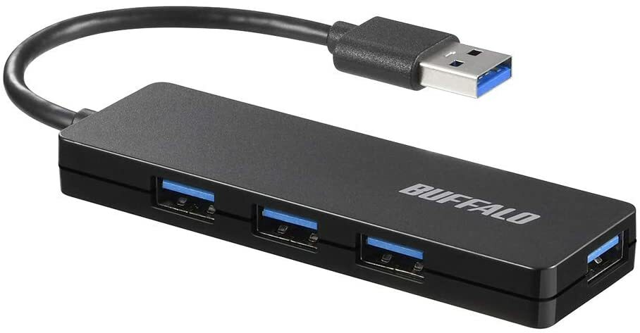 BUFFALO USB ハブ PS4対応 USB3.0 バスパワー 4ポート ブラック スリム設計 BSH4U125U3BK 配送種別：MR