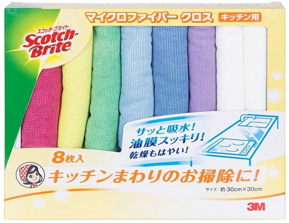 【あす楽対応品】3M Scotch-Brite スコッチブライト マイクロファイバークロス キッチン用 8枚入のサムネイル