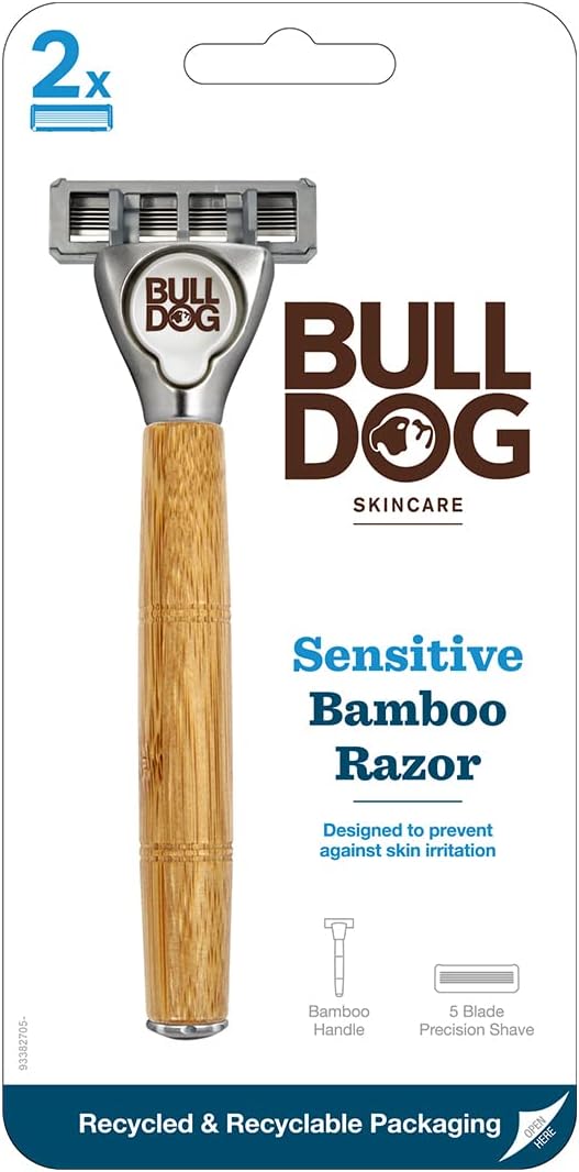 Bulldog(ブルドッグ) Bulldog Skincare ブルドッグ センシティブ バンブー ハンドル 本体 (刃付き)+ 替刃 1コ 髭剃り カミソリ　配送種別：MR