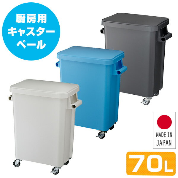 厨房用キャスターペール (70L) 排水栓付き ごみ箱 ゴミ箱 ダストボックス ペール トラッシュボックス ふた付き フタ付き 蓋付き くずかご 業務用 リス RISU 【送料無料】