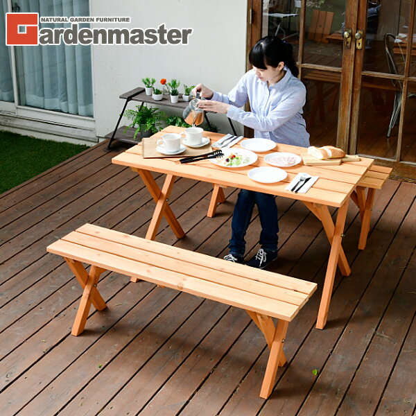 テーブルセット】アウトドアリビングに！ゆっくり寛げる木製テーブルの