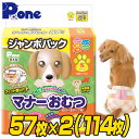 【通販用】 マナーおむつ のび〜るテープ付き ジャンボパック S(57枚×2個セット) 犬用 紙おむつ おむつ オムツ ペット用 猫 ネコ ねこ マナーパンツ のびーる 小型犬 大型犬 第一衛材 ピーワン P.one 【送料無料】