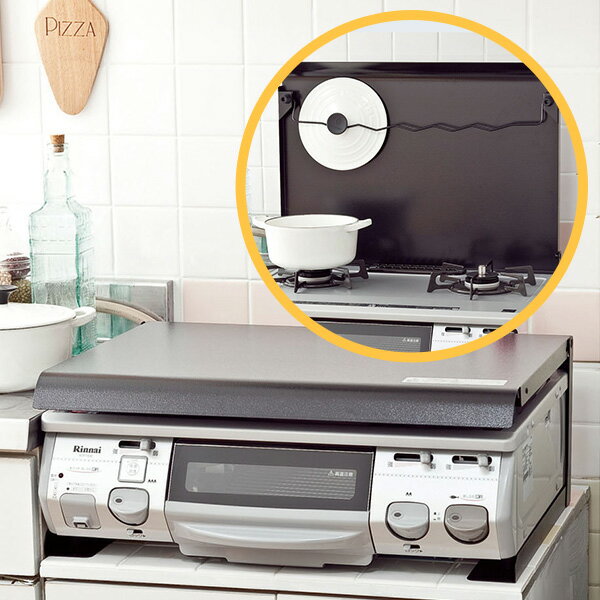 (日本製) ガスコンロカバー 一般ガスコンロ用鍋蓋キャッチャー付き IK-10B コンロカバー ガスコンロカバー コンロ奥カバー キッチン 収納 作業台 調理台 レンジカバー レンジガード コンロガード 猫 池永鉄工 【送料無料】