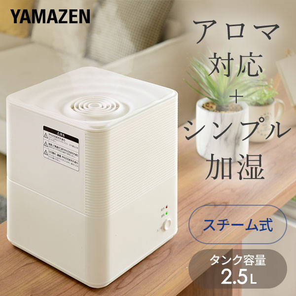 加湿器 スチーム式加湿器 スチーム加湿器 木造約6畳 プレハブ約9畳 タンク容量2.5L KS-GA252(W) 加湿器 加湿機 スチーム加湿器 スチーム加湿機 おしゃれ シンプル 潤い 山善 YAMAZEN 【送料無料】