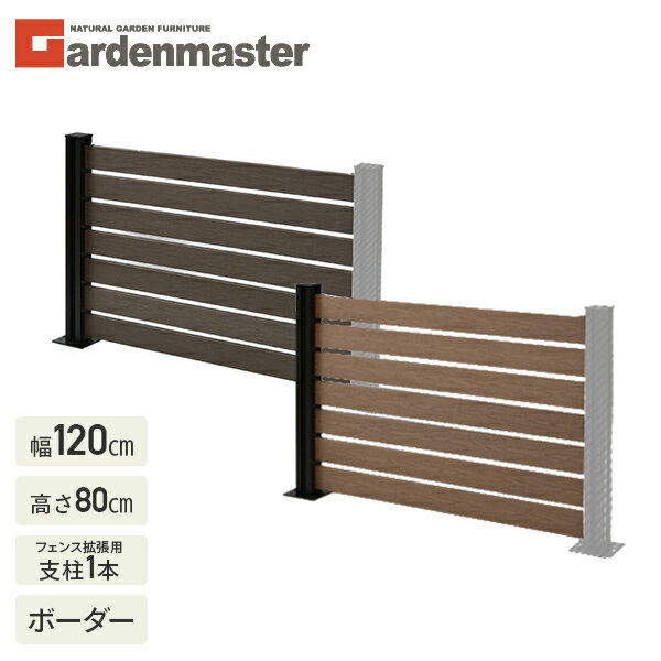 フェンス 目隠し 人工木 ボーダー (幅120cm 高さ80cm) フェンス拡張セット アルミ支柱追加用 1本 KMFS-801+WPC1X4-11BR*7 ブラウン/ナチュラル ボーダーフェンス 目隠しフェンス 屋外 山善 YAMAZEN ガーデンマスター 【送料無料】