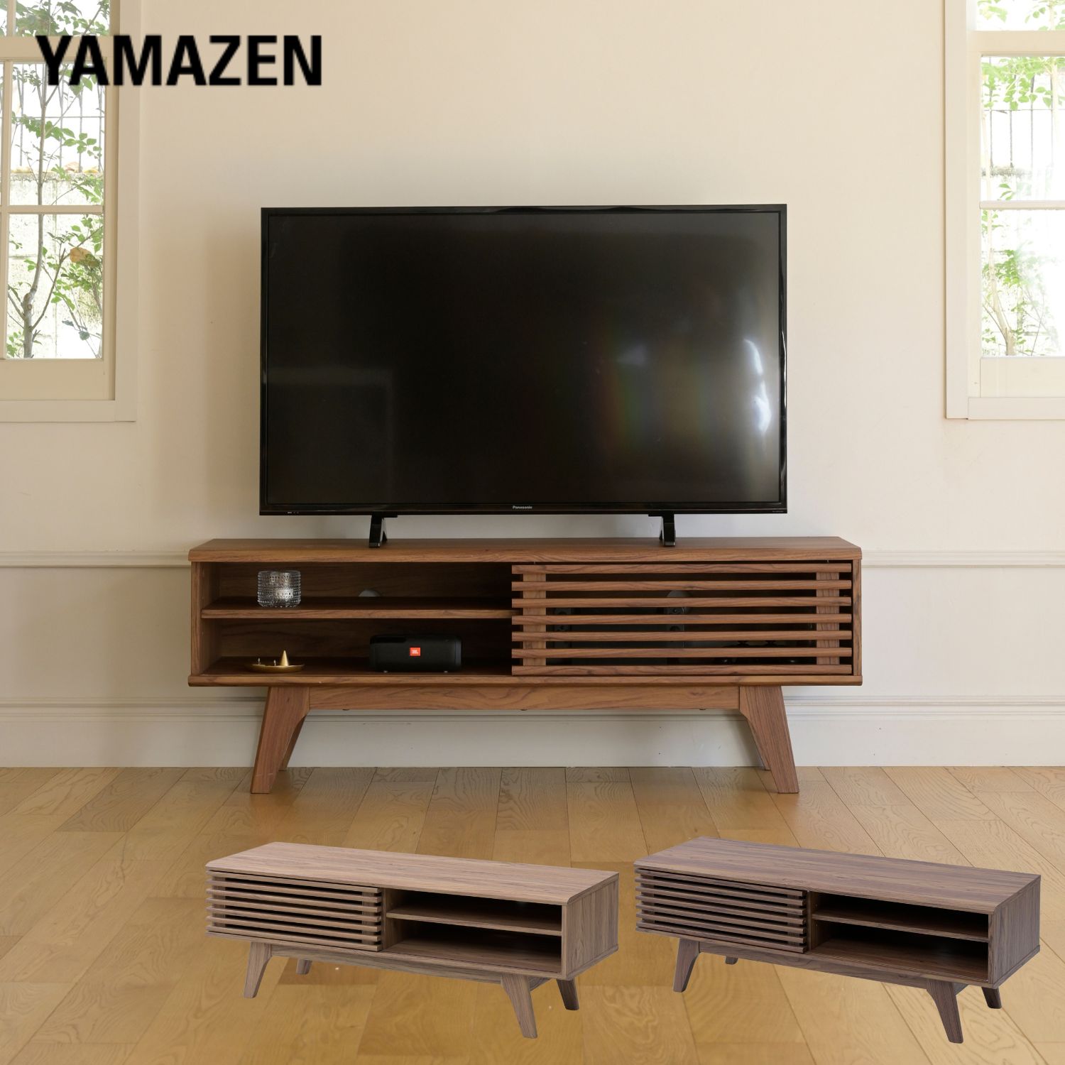 YAMAZENのテレビ台 テレビボード 幅120 奥行39 高さ44cm ローボード リビングボード テレビラックリビング収納 TV台 TVラック TVボード AVボード 北欧 モダン 山善 YAMAZEN(テレビ台)