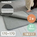 防音マット ラグ カーペット アンダーラグ ゆかもふ 10mm厚 2畳 170×170cm 滑り止め 防音 洗える 防音等級1級 ホットカーペット対応 下敷き すべり止め 床暖房対応 ゆかモフ 山善 YAMAZEN 【送料無料】