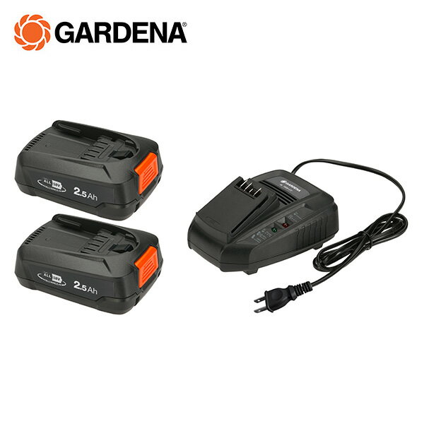 ガルデナ GARDENA バッテリスターターキット 急速充電器 2.5Ahバッテリー2個 14907-57 商品説明 ●バッテリー2個と充電器セット●全ての18V POWER FOR ALL ALLIANCE(パワーフォーオールアライアンス 18Vバッテリーシステム)製品で使用可能●お手入れの簡単なリチウムイオンバッテリーセルを搭載したP4A PBA 18V/45 バッテリーシステムにより、強力で信頼性の高いエネルギー源を提供●バッテリーフル充電の目安：60分●充電器のLEDディスプレイは充電状態を表示●できるだけ早くデバイスを使用するために80％まで充電推奨(「Ready to go」とLEDが点灯)●持続可能でクリーンな環境のためのパワフルな18Vバッテリー。排気ガスがなく、環境にやさしい 商品補足説明 YAMAZEN ヤマゼン 山善 通販 GARDENA ガルデナ ガルディナ 園芸 庭 庭園 造園 公園 緑地 ガーデニング ガーデン 植物 電池 リチウムイオン電池 電動工具 急速充電 970563801 S1G38 PSマークについて PSマーク種類 PSEマーク(ひし形) 届出事業者名 GARDENA S1G38電動工具 ランキング