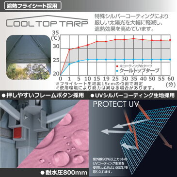 【あす楽】 山善(YAMAZEN) キャンパーズコレクション UVクールトップタープ カラーズ(220×220)日よけサイドシート1枚付 CTT-220UVP(SPK) ピンク 日よけ サンシェード 【送料無料】