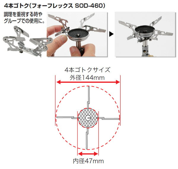 ウインドマスター専用ゴトク フォーフレックス(4本ゴトク) SOD-460 シングルバーナー ガスバーナー キャンプ用品 SOTO 通販格安セール情報 楽天 通販