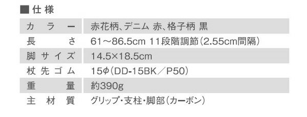 マキテック(マキライフテック) スリムネックカーボン 4点支柱杖【非課税】 C4-1 立ち上がり 取っ手 補助 リハビリ おしゃれ ステッキ 杖 四点杖 【送料無料】