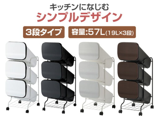 ゴミ箱 分別 縦型 19L×3段 キャスター付き スムーススタンドダストボックス3P ダストボックス 3分別 ペールワゴン リス RISU