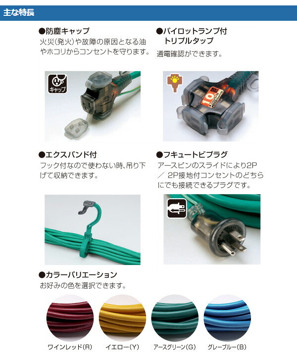 3芯延長コード 20m SX-203K 延長コード 延長ケーブル コードリール 工事用品 ブレーカー付 20m 2P接地付 延長電源 ハタヤ HATAYA 【送料無料】 (3)