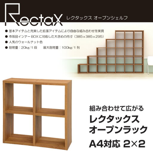 レクタックス オープンラック A4対応 2x2 RX-2x2 ラック シェルフ オープンシェルフ カラーボックス フリーラック 間仕切り パーテーション エイアイエス AIS