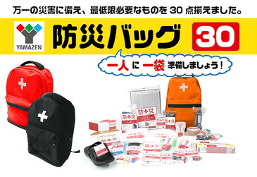 防災セット(災害対策30点セット) 防災グッズ 1人用YBG-30 家族 避難セット 避難リュック 防災グッズ 地震 非常用持ち出し袋 防災リュック 防災バッグ 防災バッグ30 台風対策 おすすめ 中身 マスク 山善 YAMAZEN【送料無料】