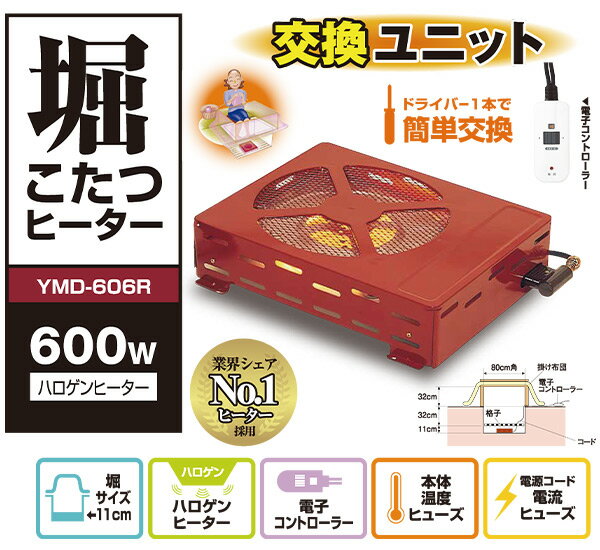 【枚数限定クーポン利用で 9,500円】こたつ ヒーター 堀こたつ用ヒーターユニット 手元コントローラー YMD-605R こたつヒーターユニット 取り替え用ヒーター ユニットヒーター 交換用 火燵 日本製 こたつ コタツ 炬燵 山善 YAMAZEN 【送料無料】