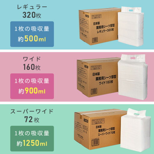 ペットシーツ 厚型 日本製高分子 業務用 レギュラー320枚/ワイド160枚/スーパーワイド72枚 319080/319081/319096 国産 ペットシート ペット用シーツ ペット用シート トイレシーツ トイレシート 犬 多頭飼い コーチョー