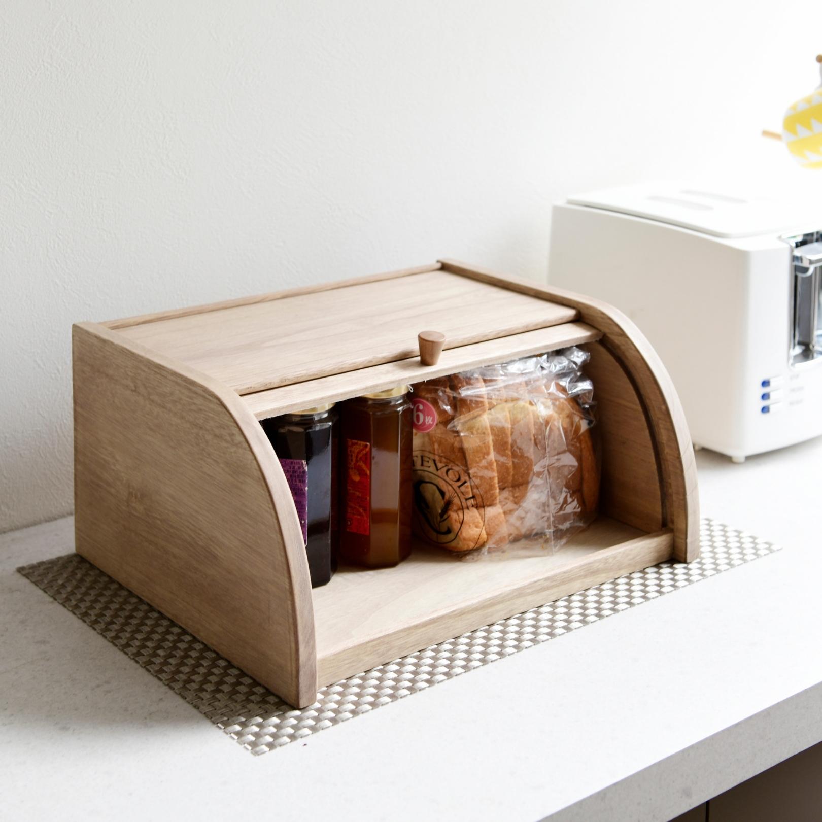 木製 ブレッドケース 幅33 奥行27.5 高さ17cm ブレッドボックス スパイスラック パンケース キッチン収納 薬箱 救急箱 隠す収納 山善 YAMAZEN