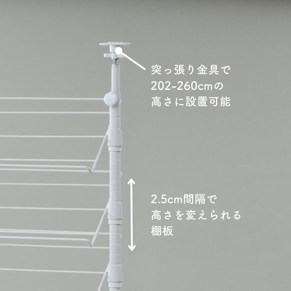 突っ張り シューズラック 棚10段 幅30 奥行24 高さ202-260cm 収納目安10足 ラック 薄型 壁面収納 スリム 玄関収納 靴 下駄箱 靴収納 省スペース すき間収納 つっぱり天井突っ張り式 白 ホワイト 山善 YAMAZEN