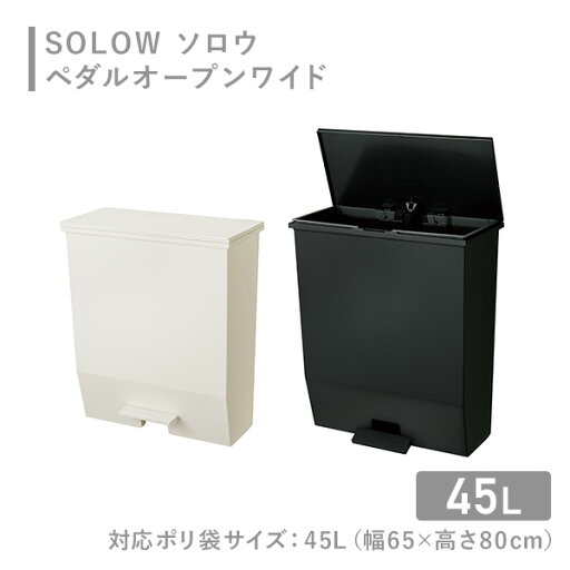 ダストボックス ゴミ箱 SOLOW ソロウ ペダルオープン ワイド 45L GSLW009/GSLW010 ごみ箱 くず入れ 屑入れ 蓋付き フタ付き ふた付き 省スペース 45リットル ペダル式 非接触 衛生的 シンプル おしゃれ 日本製 モノトーン リス RISU