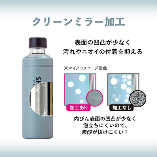 しゅわっと ソーダキーパー SHUWAT SODA KEEPER ソーダ―ストリーム対応 500ml ASOK-700 保冷 ステンレスボトル 水筒 炭酸 ビール ボトル タンブラー 真空断熱二重構造 分解 アウトドア キャンプ Atlas アトラス