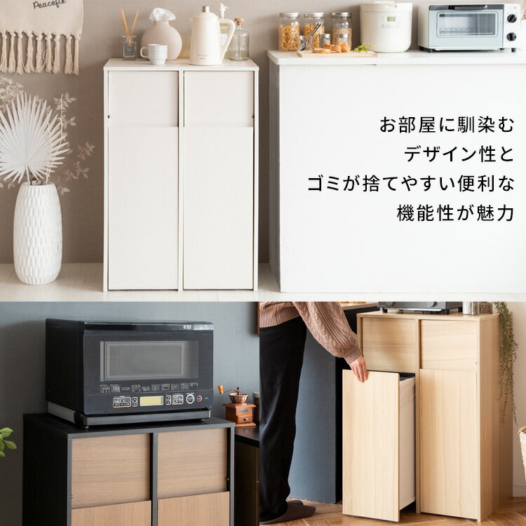 隠せる ゴミ箱 45リットル 2分別 扉式 幅60.5 奥行43 高さ90cm キャスター付き おしゃれ 45L キッチン リビング 引き出し ごみ箱 キャスター 引出 ドロワー ダストボックス 大容量 宮武製作所