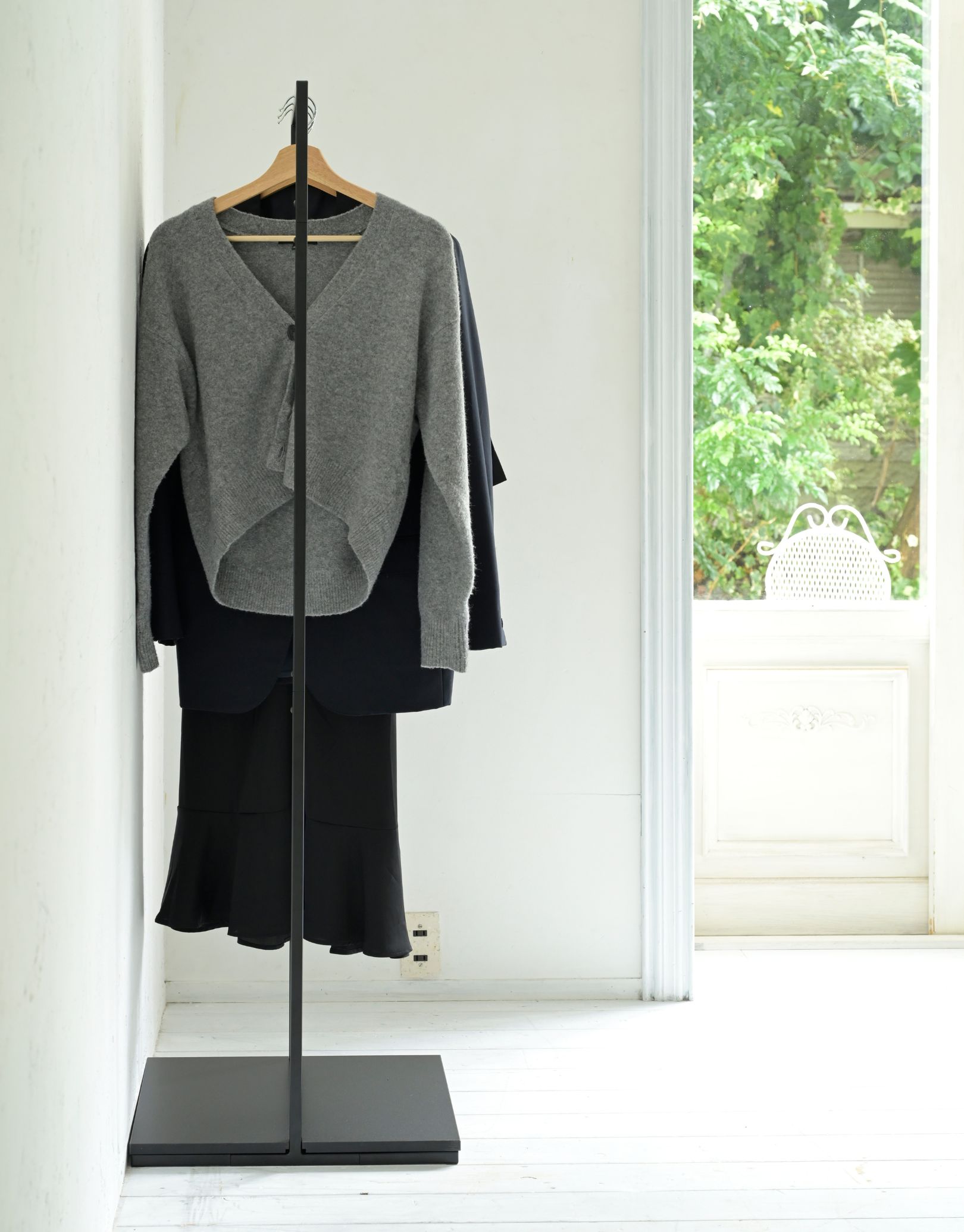 ハンガーラック スリム ワイド シンプル 棚付き 幅40/120 奥行45 高さ150cm コートハンガー 収納 コート掛け ワードローブ 洋服掛け 洋服ラック 頑丈 おしゃれ 山善 YAMAZEN