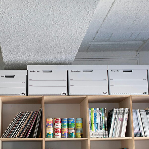 バンカーズボックス 705 ボックス 3枚1パック FE-1010101 ホワイト(文字：ブラック) 幅41 奥行41 高さ31.5cm 収納ボックス 収納ケース B4 ファイル フタ 蓋 ふた シンプル おしゃれ 丈夫 日本製 収納 インテリア フェローズ Fellowes