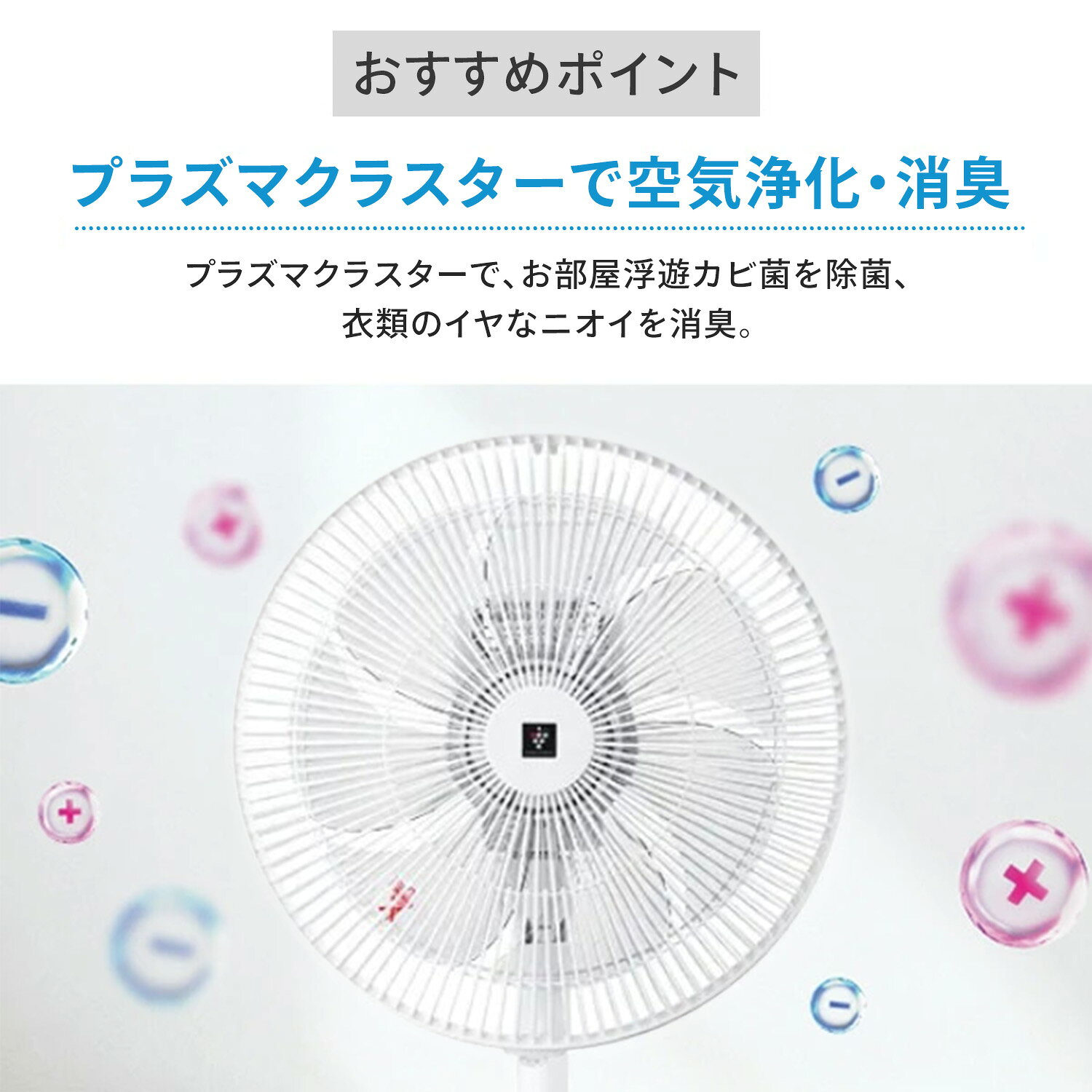 扇風機 ACモーター プラズマクラスター搭載 左右首振り リビング扇風機 シンプル P...
