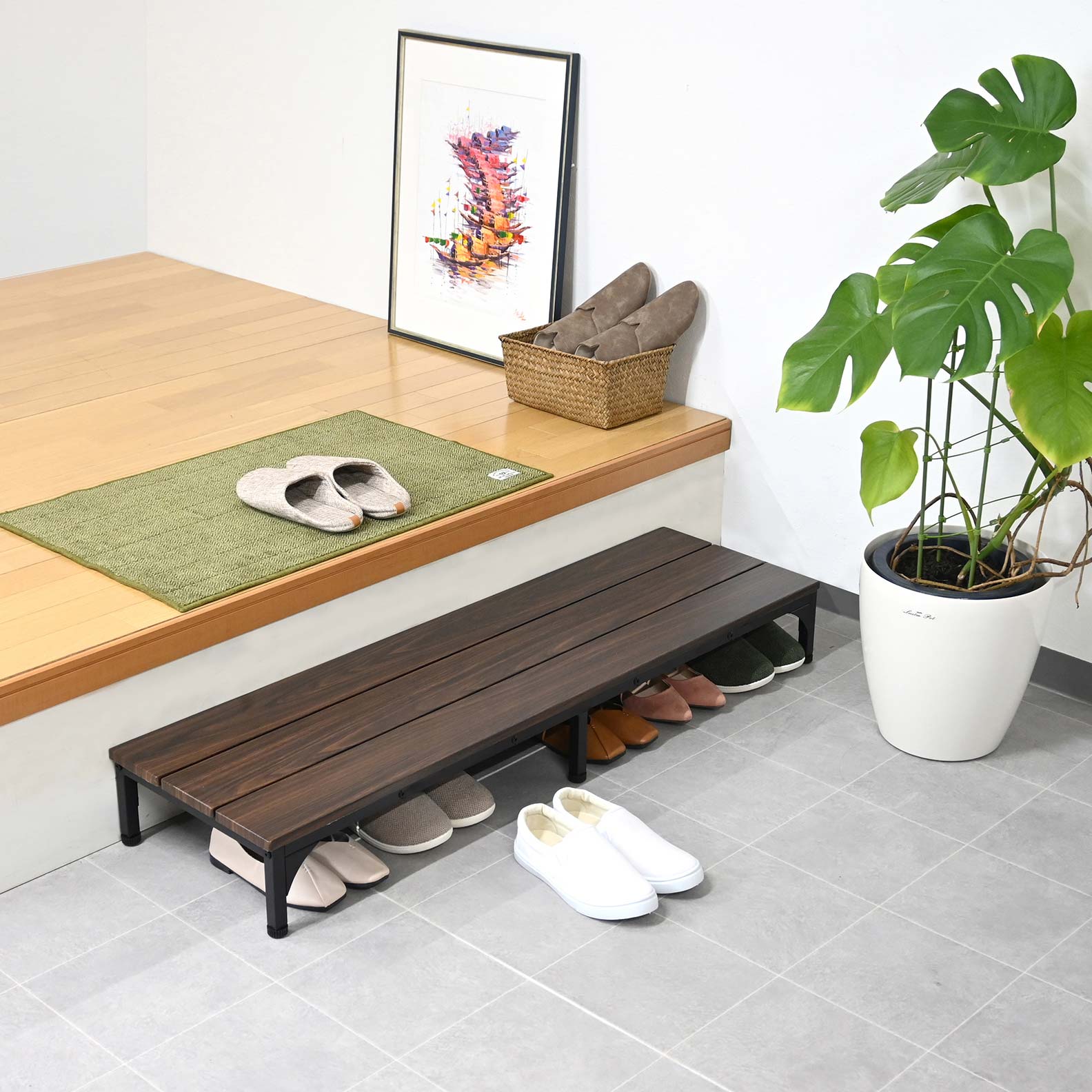 踏み台 玄関台 木製 ステップ 幅120cm おしゃれ アウトレット家具