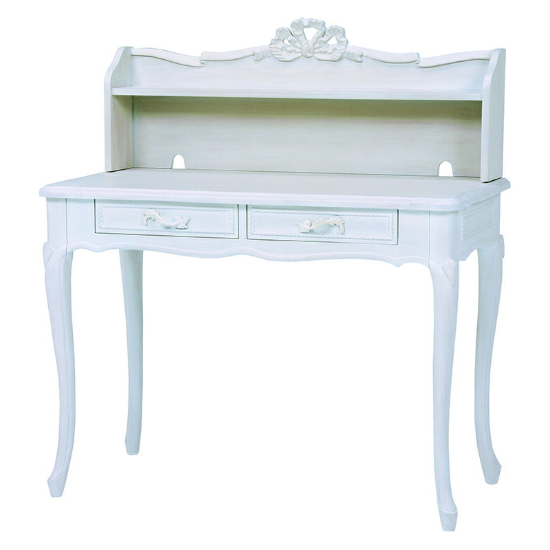 パソコンデスク 机 学習机 アンティーク家具 白 ホワイト 姫系 可愛い