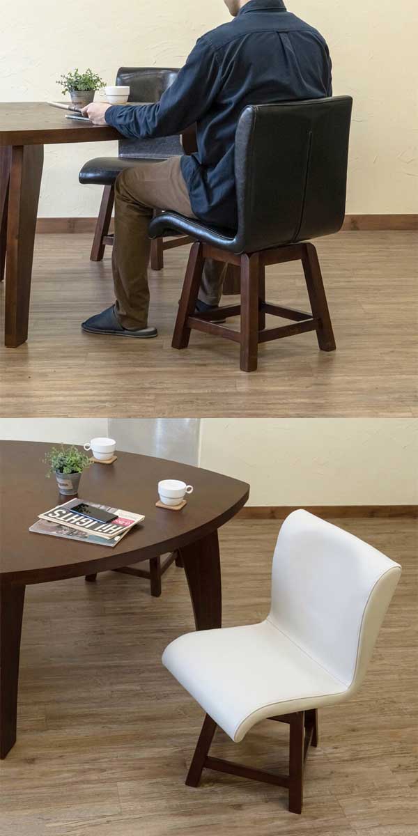 ダイニングチェア 回転式 合成皮革 1脚 [2]