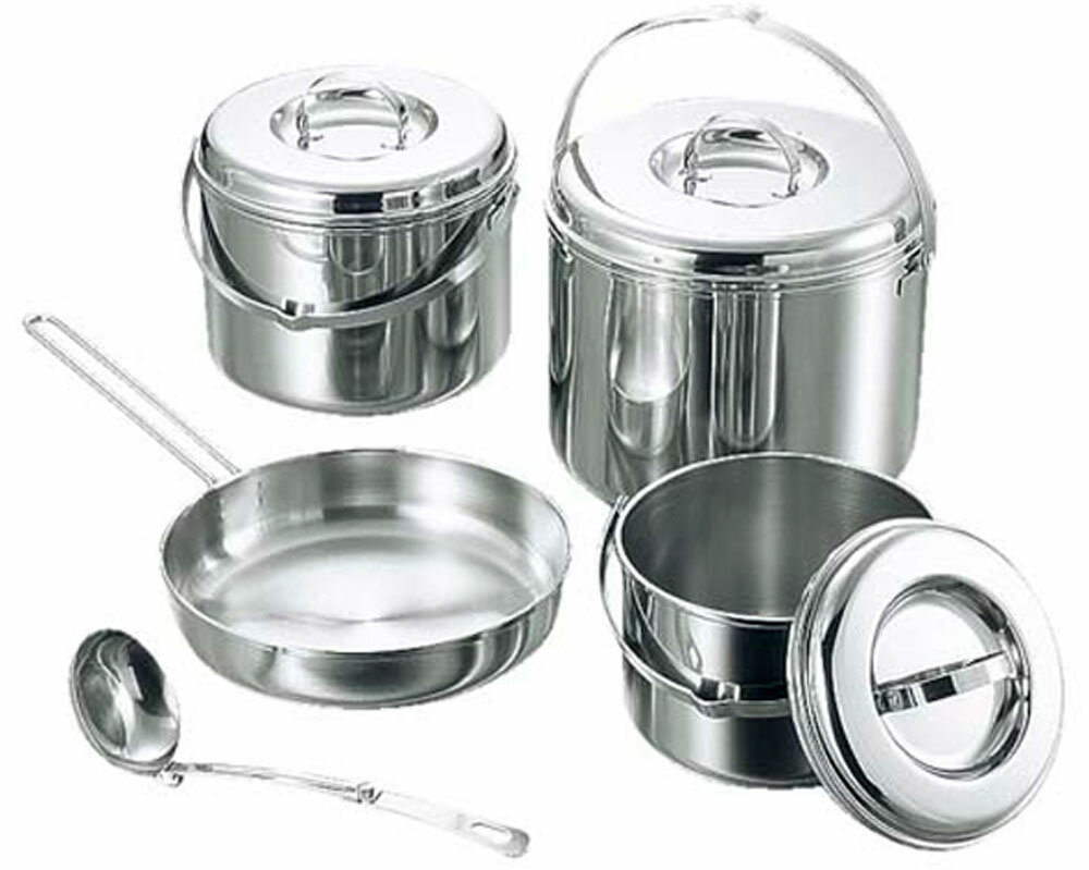 【25日限定 MAX3,000円OFFクーポン】 キャプテンスタッグ CAPTAIN STAG アウトドア 3層鋼キャンピングクッカーLセット バッグ付 M-8...