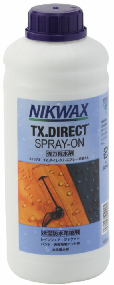 【5/16 2時まで最大2000円OFFクーポン！】 NIKWAX ニクワックス アウトドア TX．ダイレクトスプレー詰替1L 撥水剤 撥水スプレー レインウェア アウター ジャケット 防水透湿生地 衣類 撥水加工 はっ水 テント キャンプ用品 EBE573