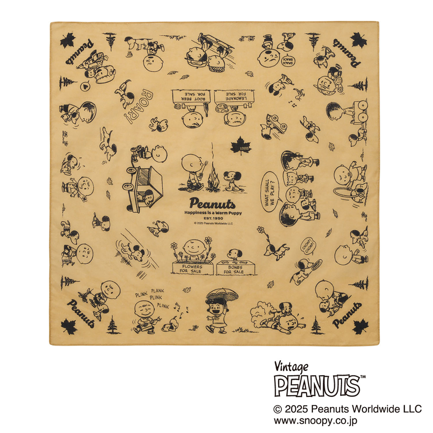 ロゴス LOGOS アウトドア SNOOPY PEANUTS 75YEARS バンダナ ベージュ 37500319