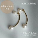 【イヤリング(樹脂ノンホールピアス)】メタルアーチとパールイヤリング【金属アレルギー対応】大人可愛い 軽い付け心地 艶パール パール スタイリッシュ 高級感 プレゼント 誕生日 母の日 ギフトラッピング
