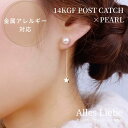 〈2wayピアス〉14kgfピアス◇パールと小さな星のワイヤーバックチャームキャッチのピアス【金属アレルギー対応】大人可愛い シンプル 一粒パールピアス スター...
