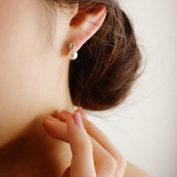 【イヤリング(樹脂ノンホールピアス)】小さいtradstyle〜キュービックジルコニア×パール〜【金属アレルギー対応】大人 上質 シンプル ゴールド プレゼント ギフト ラッピング 誕生日 母の日