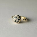 シルバー925◇hook ring ラウンドダルメシアンジャスパーのフックリング フォークリング C字リング 18金コーティング 指輪 ゴールド フォークリング...