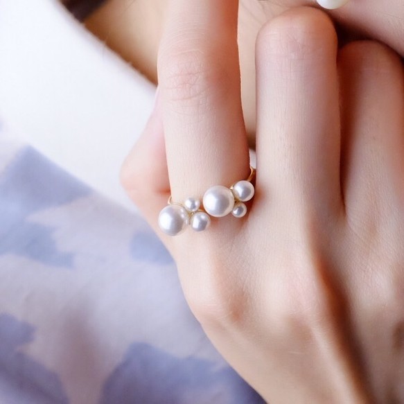 パールリング】普段使いに！カジュアルデザインがおしゃれな真珠の指輪 