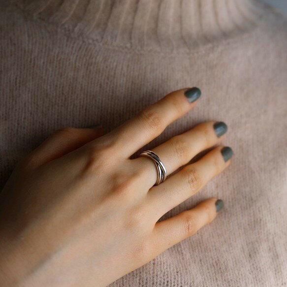 〈シルバー925〉5〜15号 トリニティリング いぶし 3line ring 3重 スリム シルバーリング ピンキーリング 大きいサイズ 指輪 3ライン 金属アレルギー対応 ギフト ラッピング　送料無料 鋳造製品【受注生産】 3