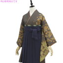 袴も選んで同時購入できます 袴用着物5点セット シックな夜風に桜 ブラウン 身長約144から157cmのサイズ展開