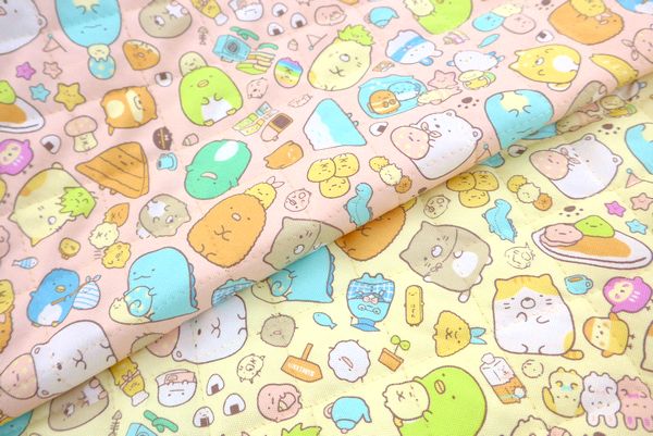 すみっコぐらし　*オックス地キルティング生地*ピンク*イエローのサムネイル